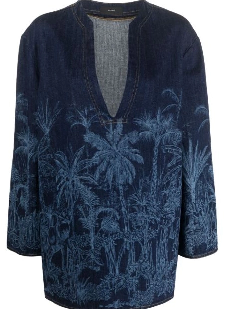 Toile Jouy Women Alanui de tunic denim Jungle 0821